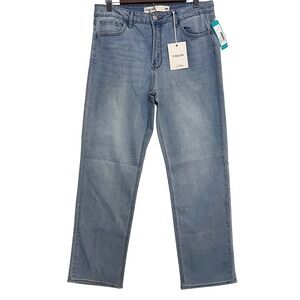 New Light Wash Straight Leg High‎ Rise Denim Jeans Indigo Six Womens 10P Classic